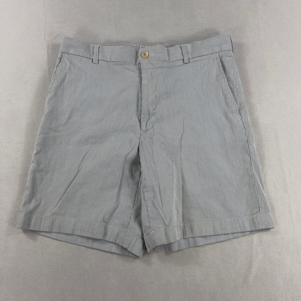 Southern Tide Skipjack Shorts Seersucker Striped Flat‎ Front Mens Size 34